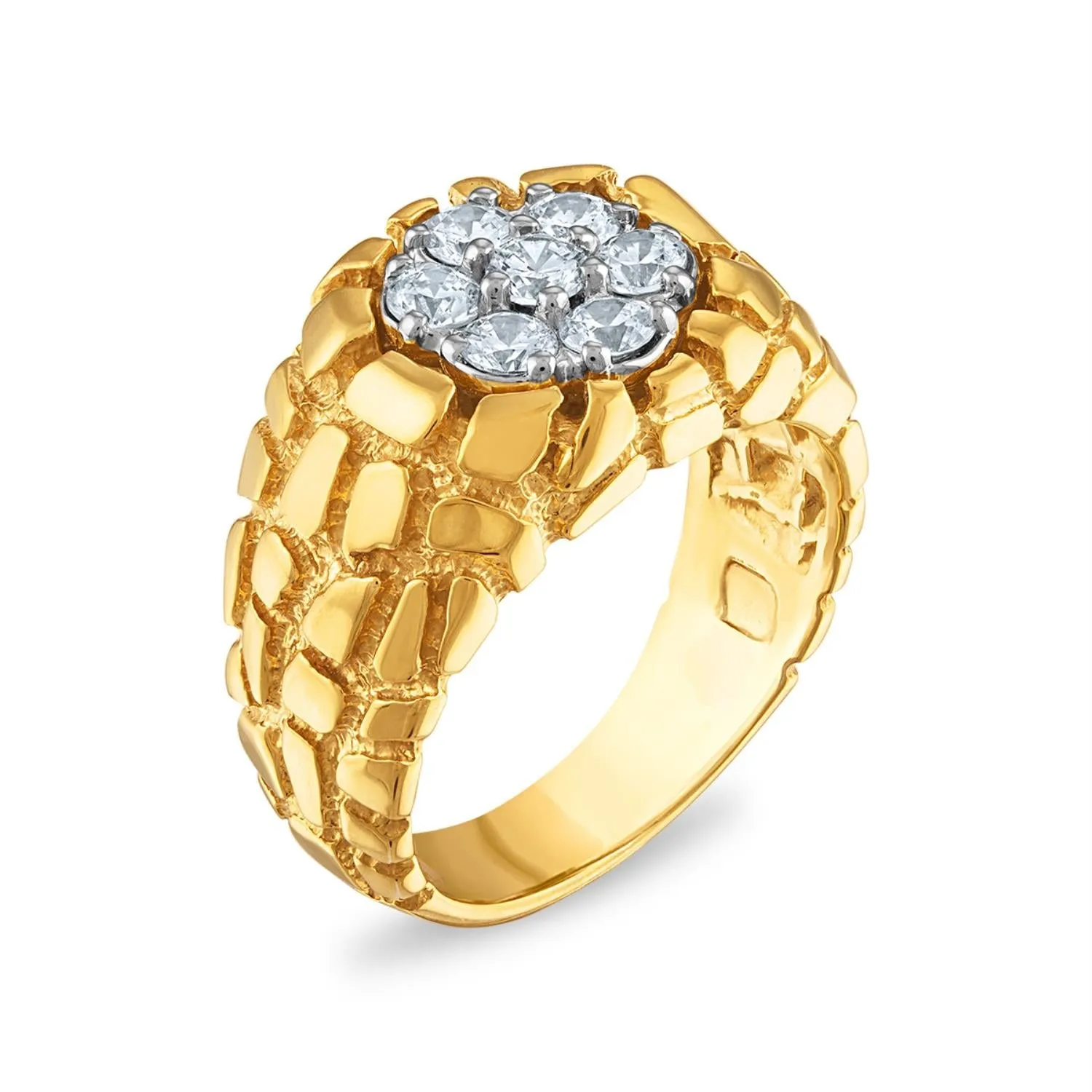 1 CTW Diamond Nugget Ring in 10KT Yellow Gold