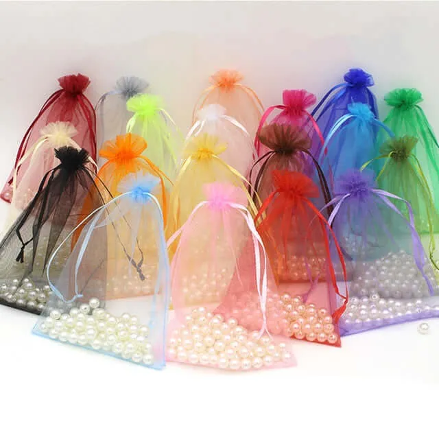 10 Pack 5"x7" Yellow Organza Drawstring Wedding Party Favor Gift Bags