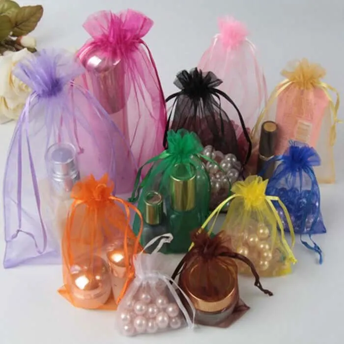 10 Pack 5"x7" Yellow Organza Drawstring Wedding Party Favor Gift Bags