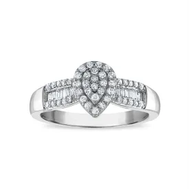 1/3 CTW Diamond Fashion Pear Shape Ring in 10KT White Gold