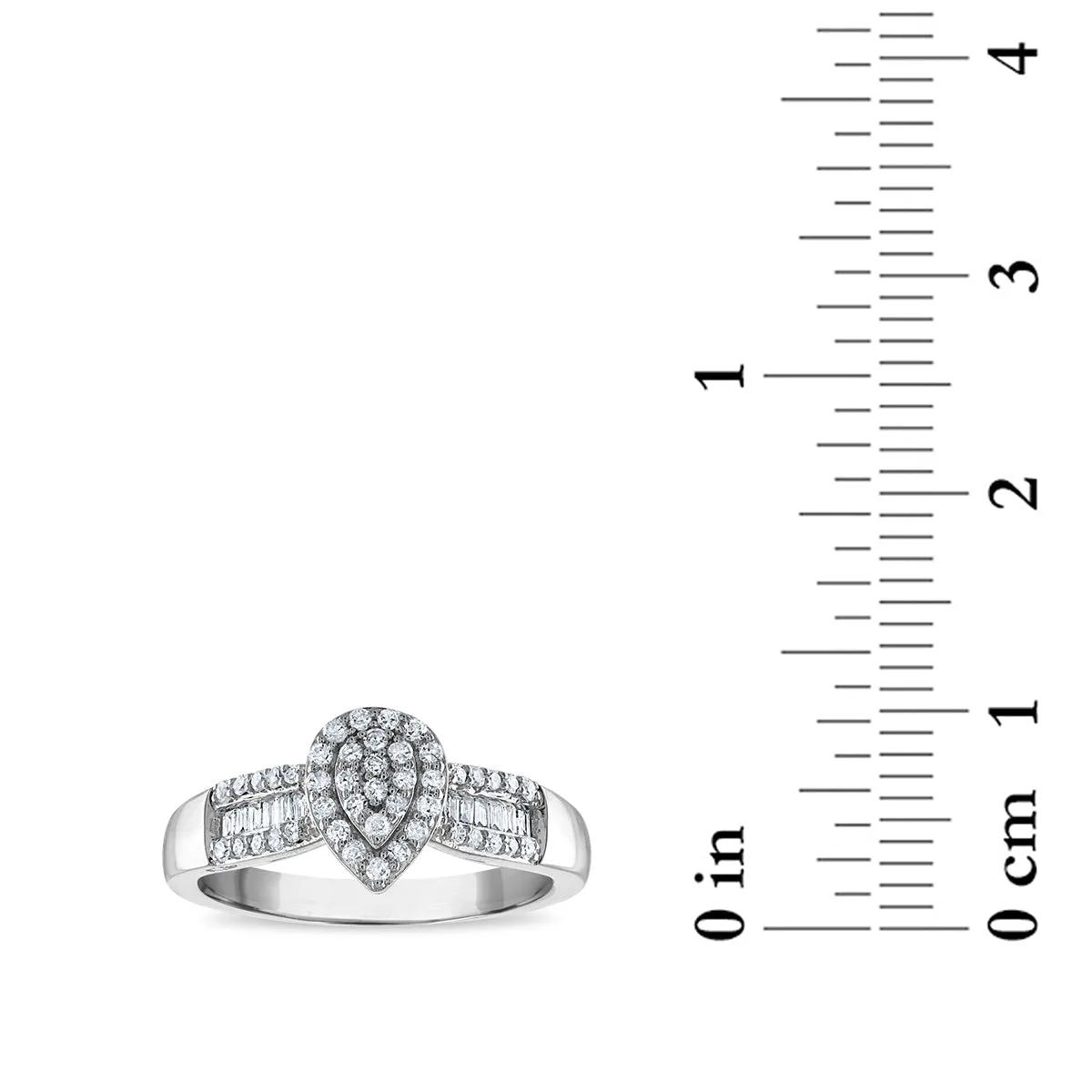 1/3 CTW Diamond Fashion Pear Shape Ring in 10KT White Gold