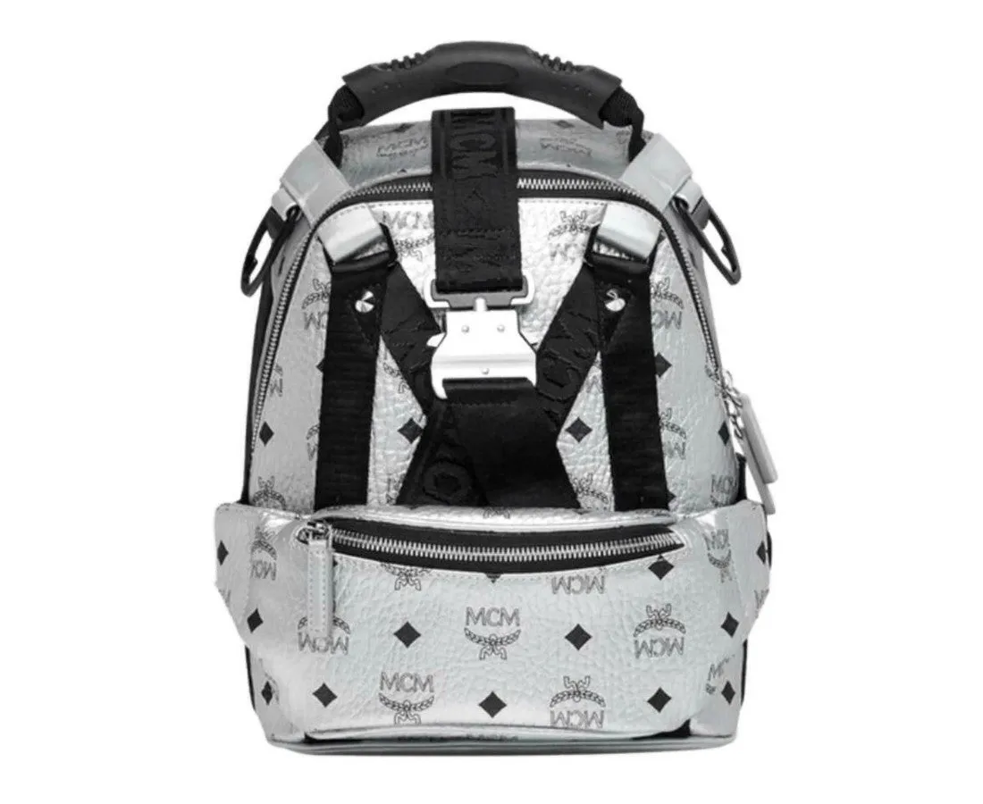 $1330 MCM Women's Berlin Metallic Coated Canvas Mini Backpack