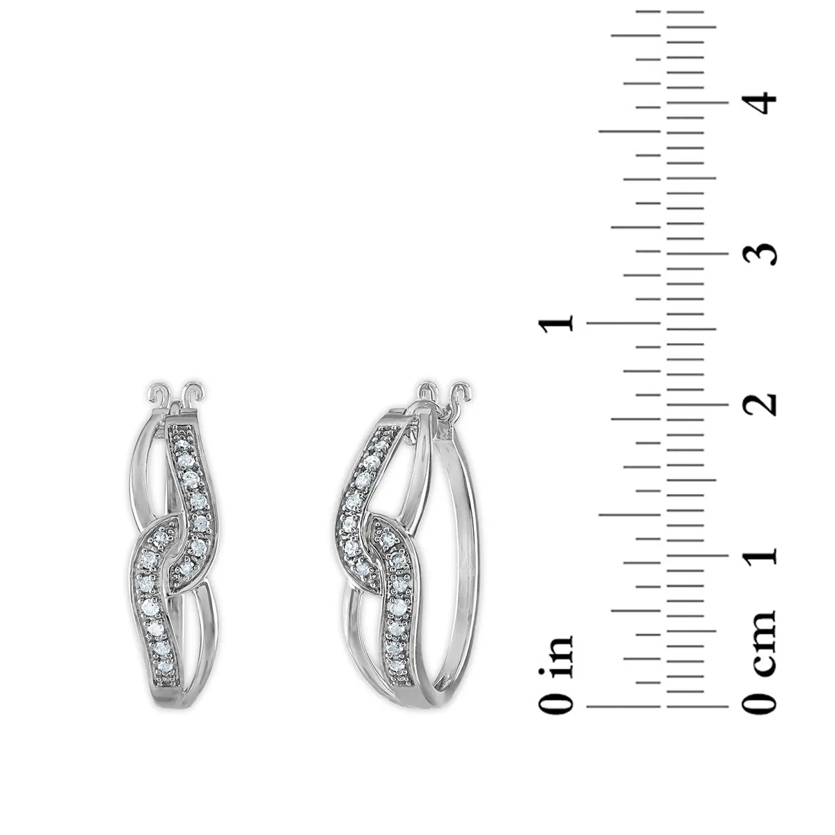 1/4 CTW Diamond Fashion Hoop Earrings in Rhodium Plated Sterling Silver