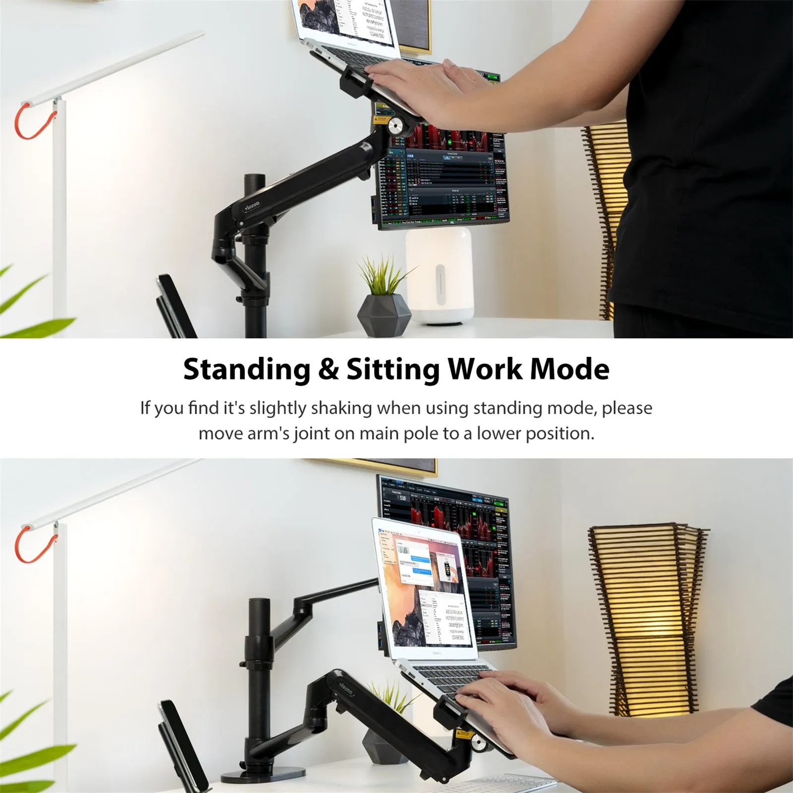 2-in-1 Monitor&Laptop Mount with Gas Spring Arm(OL-3L Pro)