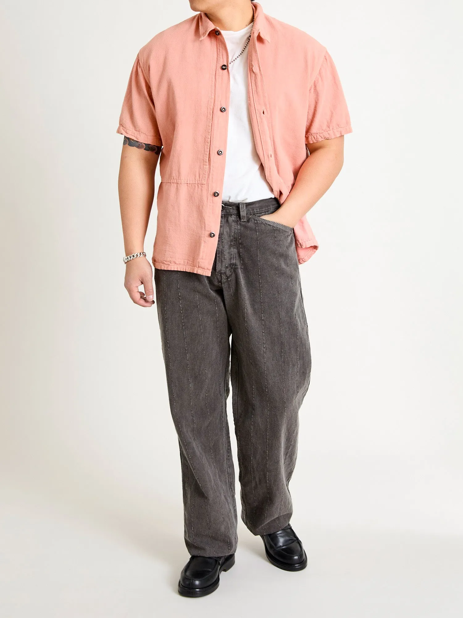 479 Short Sleeve Square Tail Yoke Shirt in Madder