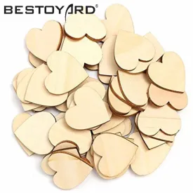 50PCS DIY Wooden Heart Kids Birthday Party Supplies Diy Scrapbook Craft Wedding Decoration Valentine'S Day