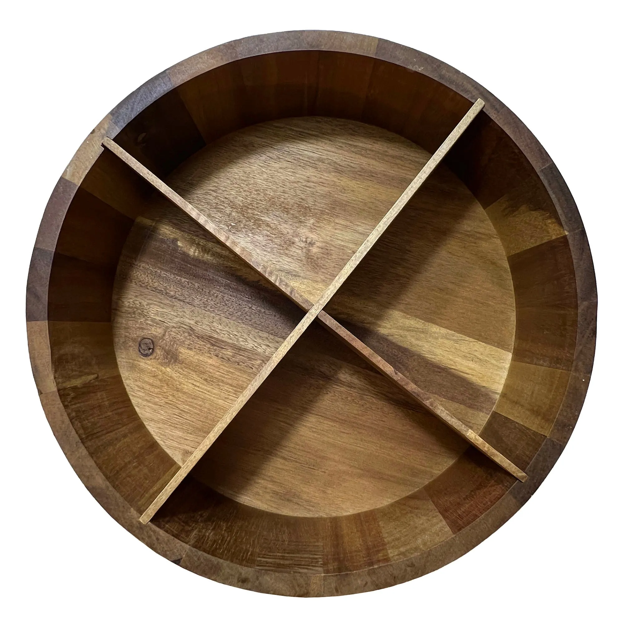 Acacia Wood Round 4-Section Lazy Susan Turntable. 12-in.