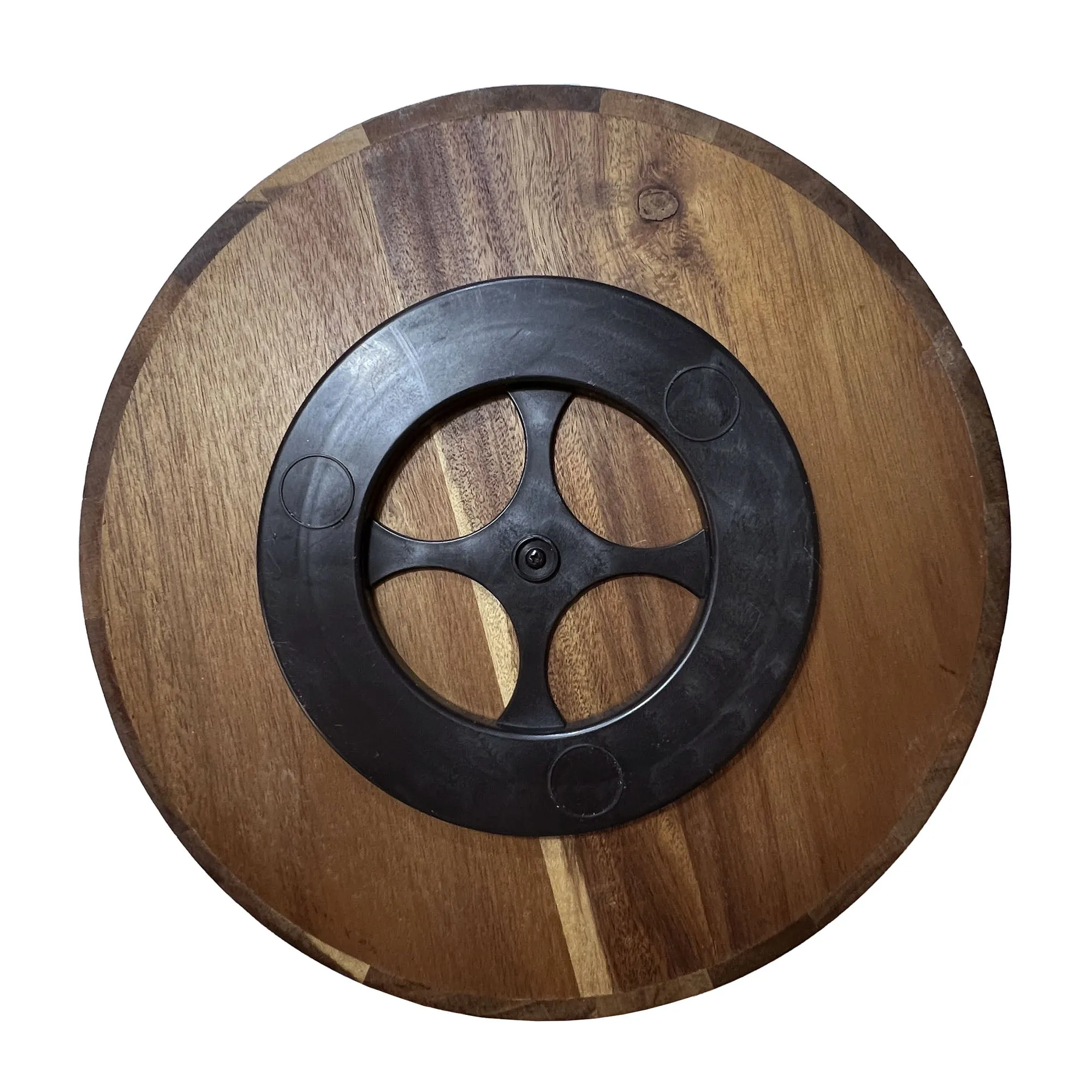 Acacia Wood Round 4-Section Lazy Susan Turntable. 12-in.