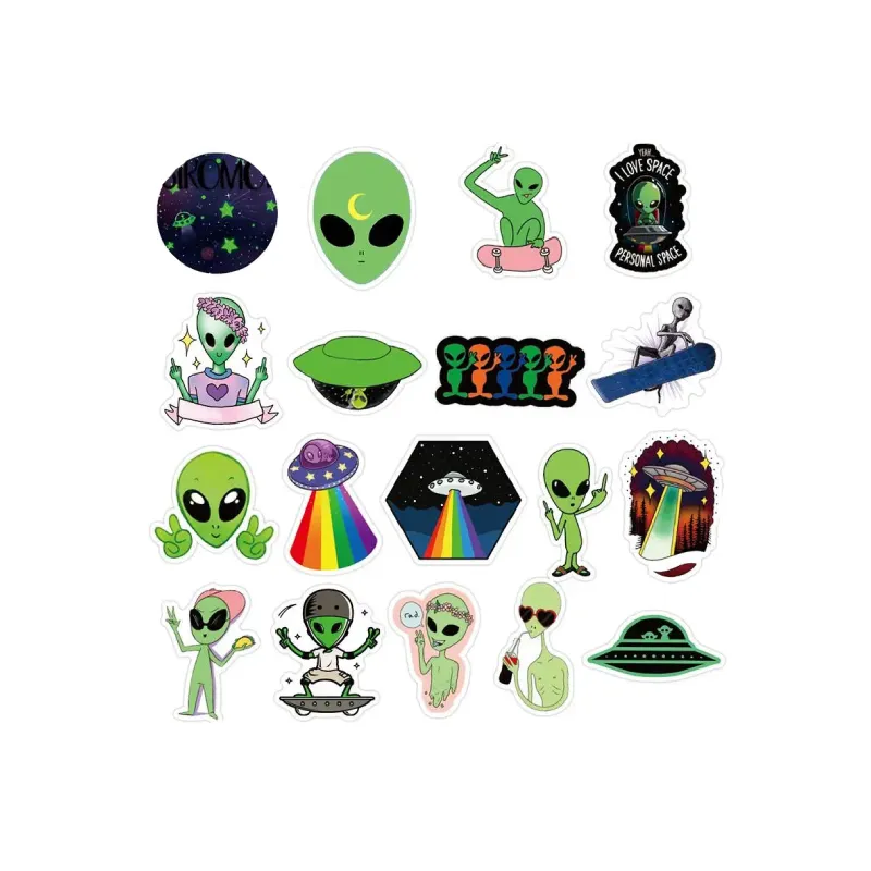 Aesthetic Spaceship Rainbow Alien UFO Astronaut Stickers