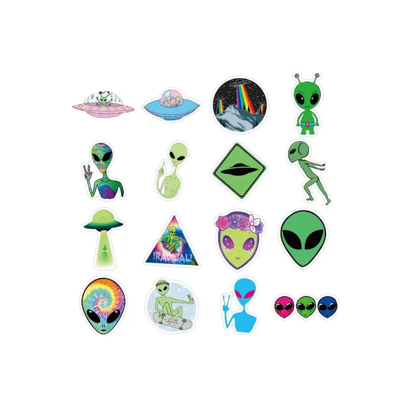 Aesthetic Spaceship Rainbow Alien UFO Astronaut Stickers