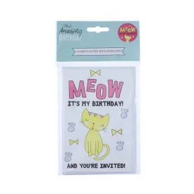 Amazing Birthday Party Invites Meow 16 Pk