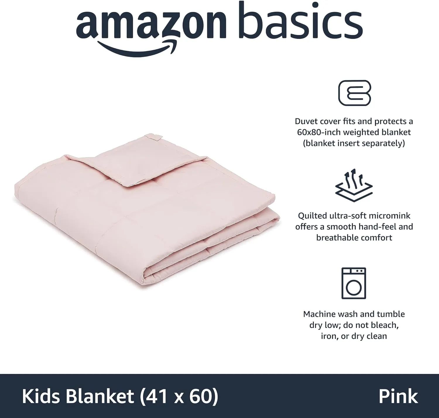 Amazon Basics Kids Cotton Weighted Blanket - 7-Pound, 41" x 60", Pink