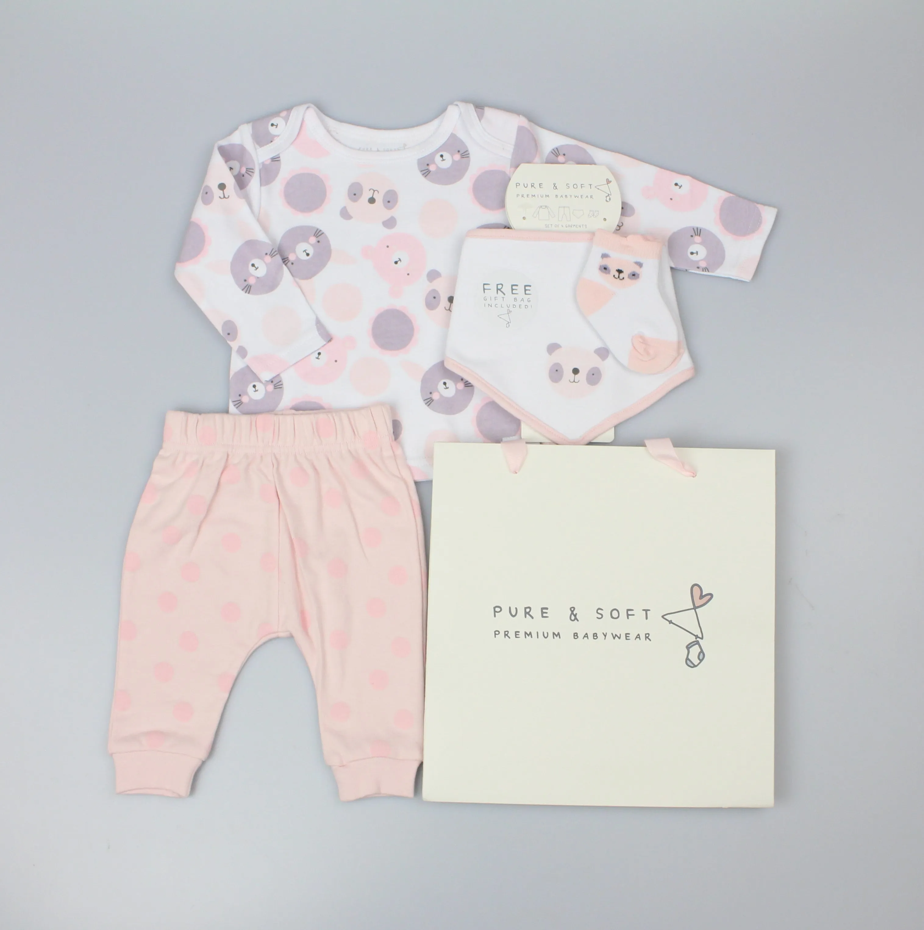 Baby Girls 4pc Gift Set - Pink Panda (PK6) (0-6M) E13332