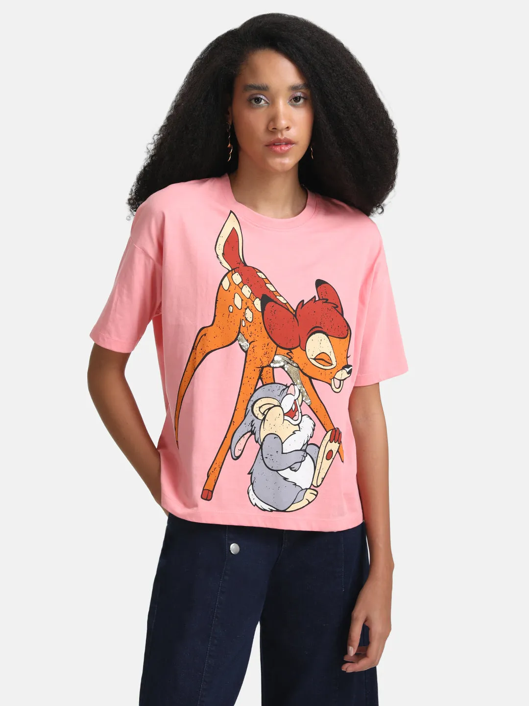 Bambi And Thumper © Disney Printed T-Shirt With Sequin Work