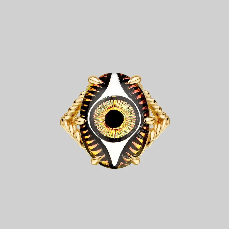 BEHOLD. Iridescent Glass Eye Ring - Gold