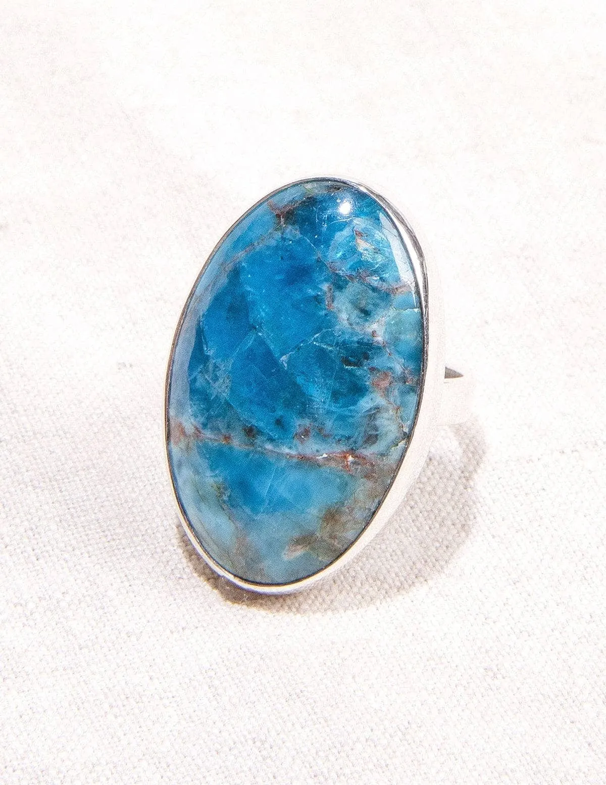 Blue Apatite Gemstone Ring - Adjustable