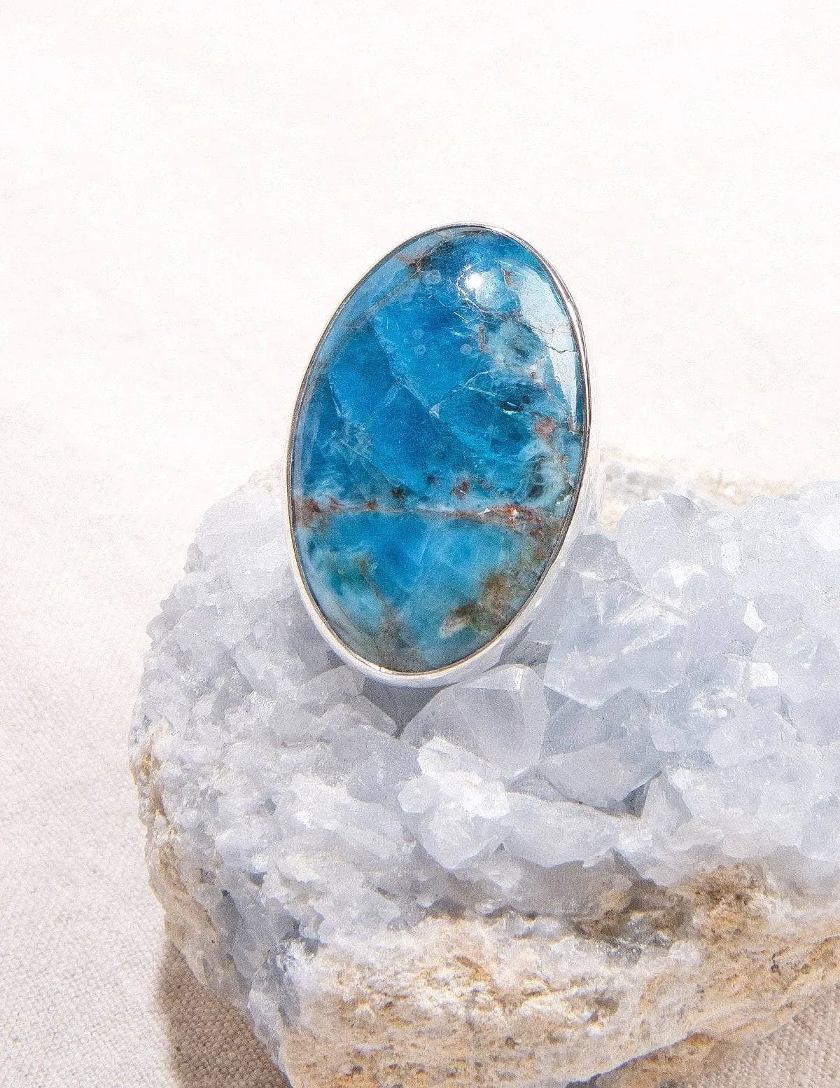 Blue Apatite Gemstone Ring - Adjustable