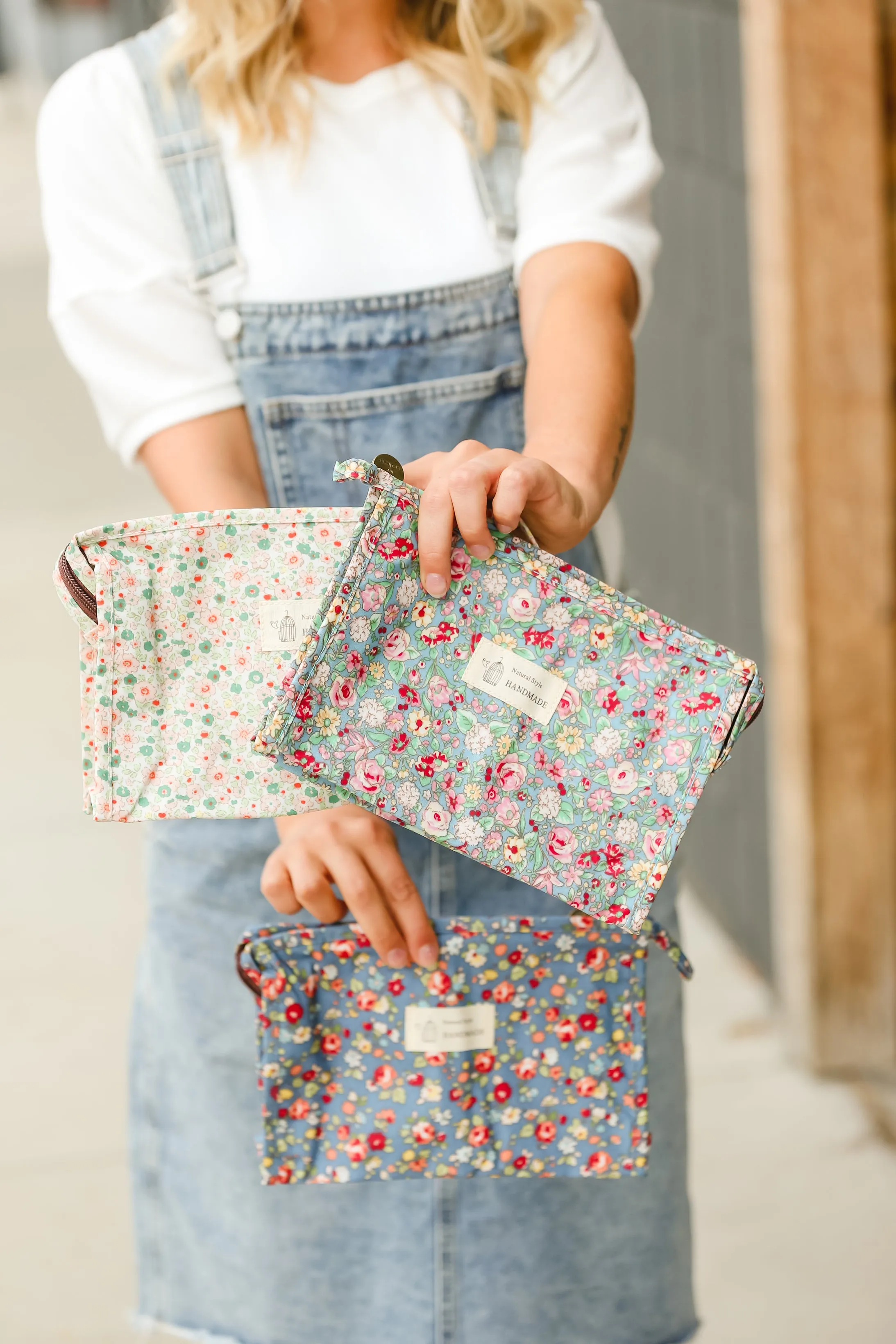 Blue Feminine Floral Cosmetic Bag