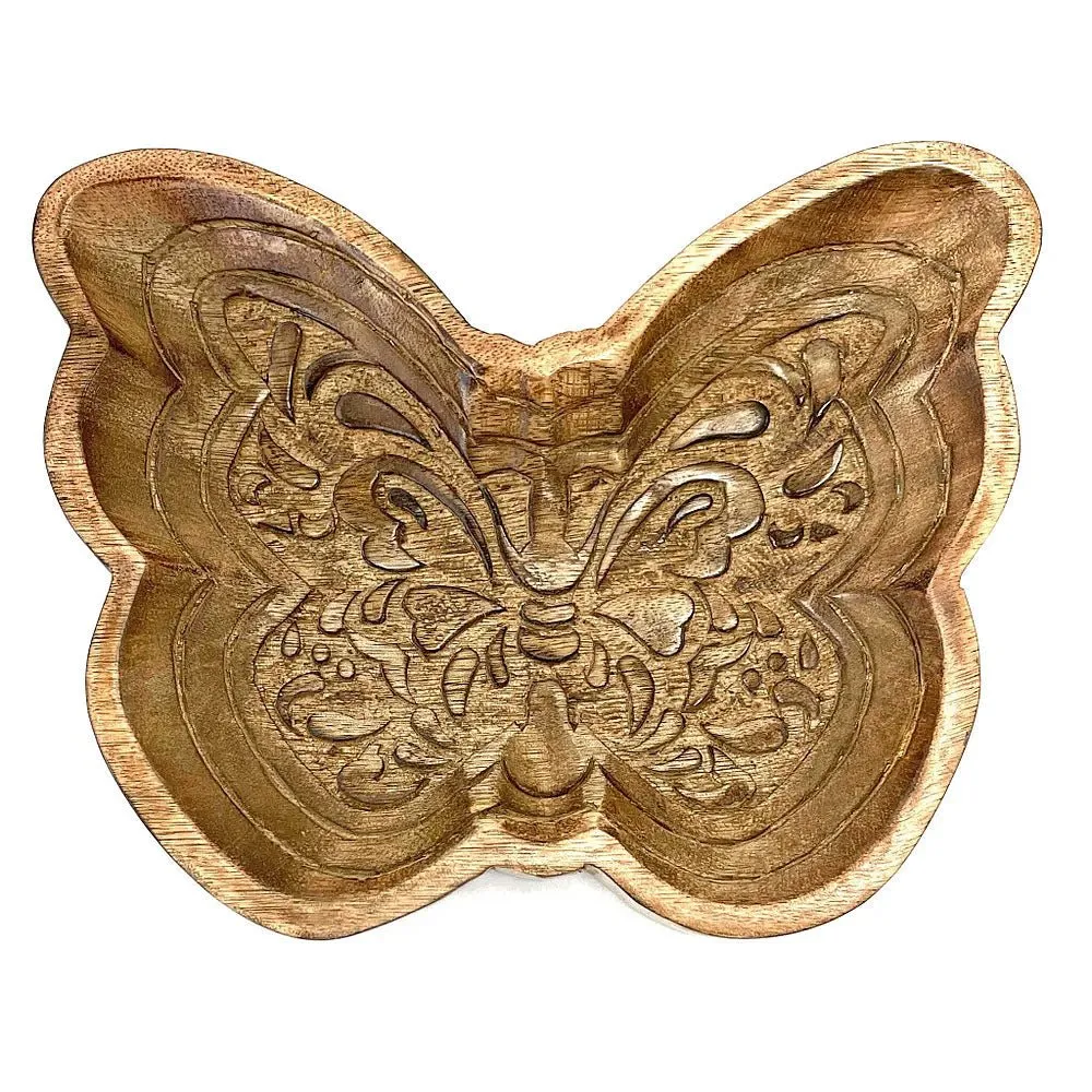 Butterfly Mango Wood Trinket Tray