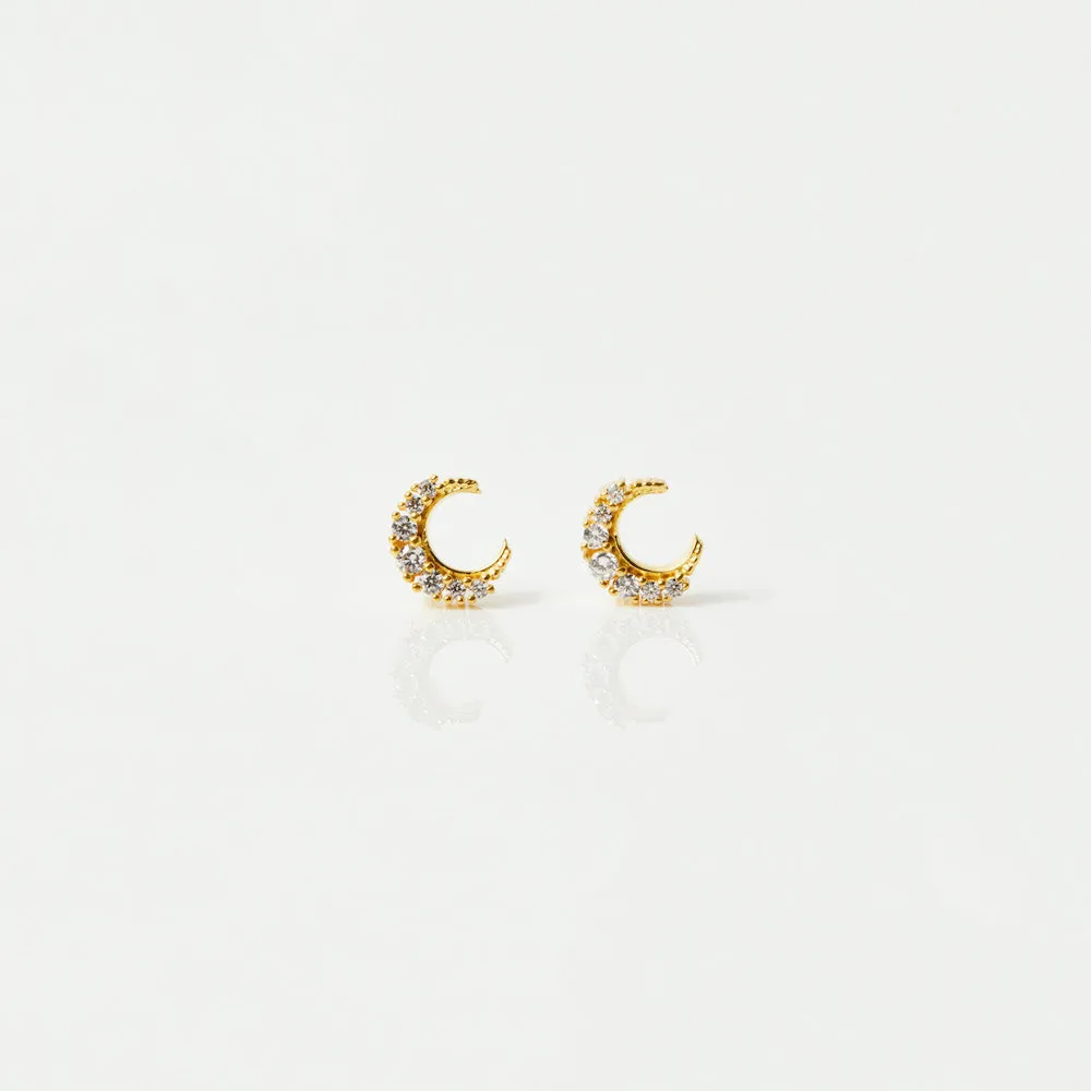 Celestial Moon Stud Earrings