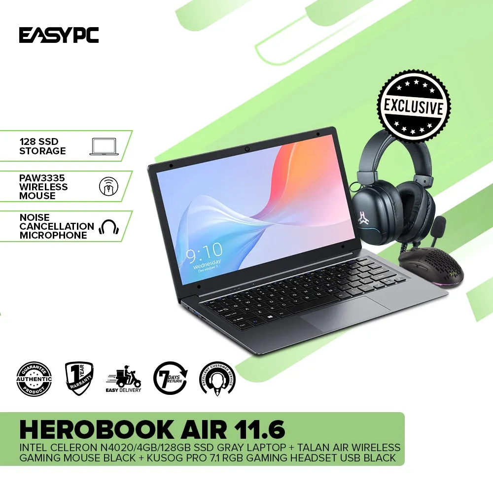 CHUWI HeroBook Air 11.6 Laptop   RAKK Talan Air Mouse Black   RAKK Kusog Pro 7. 1 Gaming Headset Black