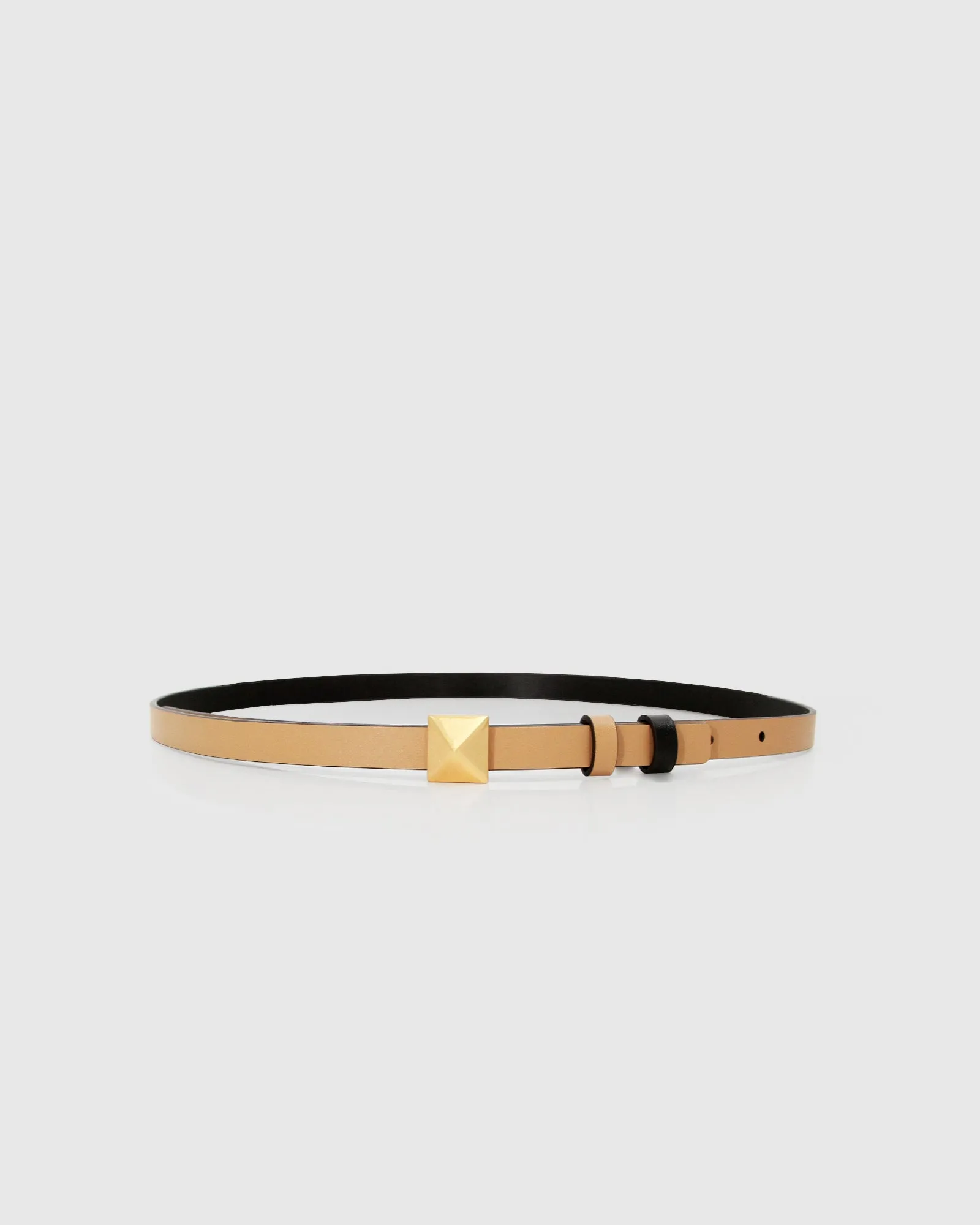 Cleopatra Pyramid Stud Leather Belt - Tan/Black