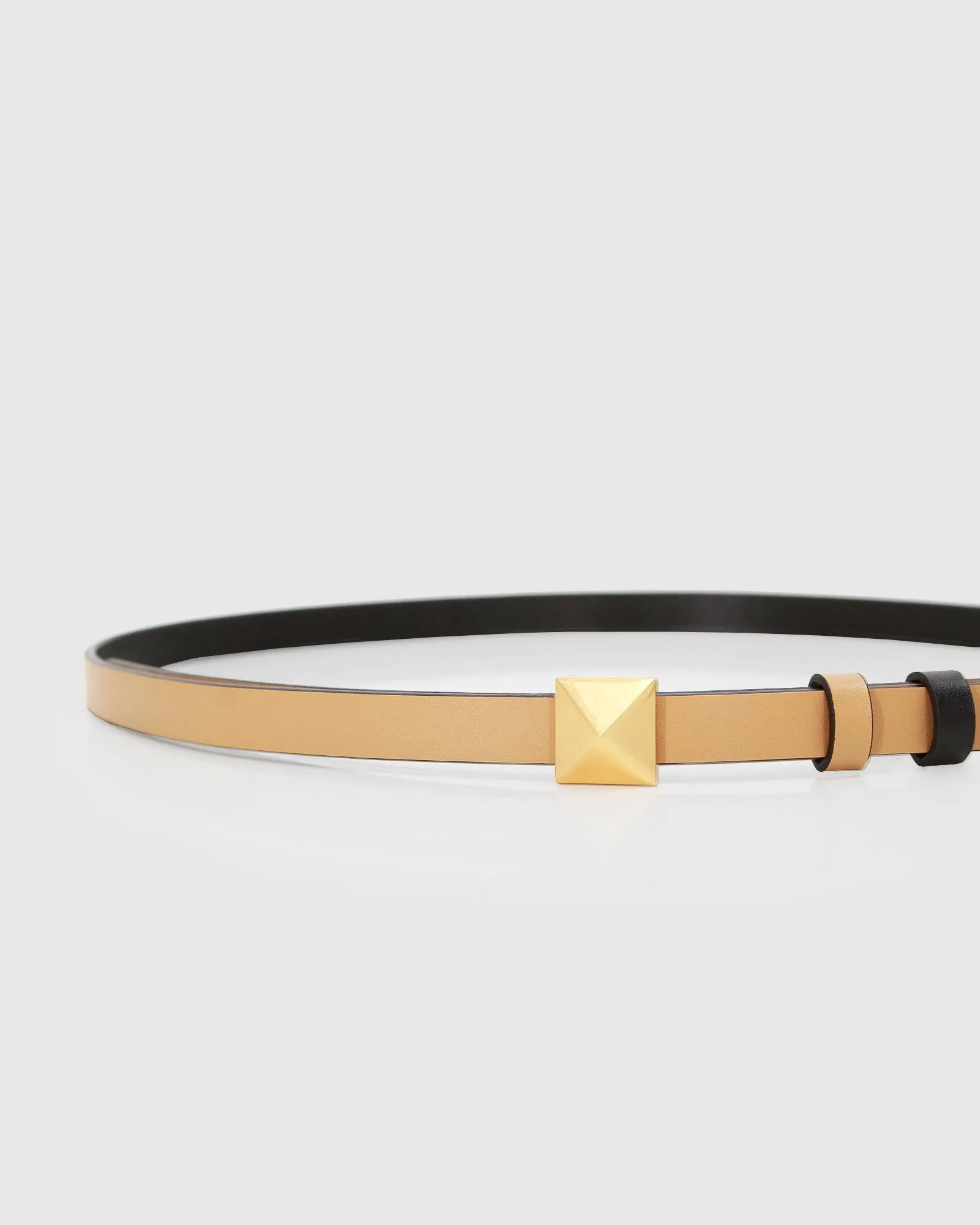 Cleopatra Pyramid Stud Leather Belt - Tan/Black