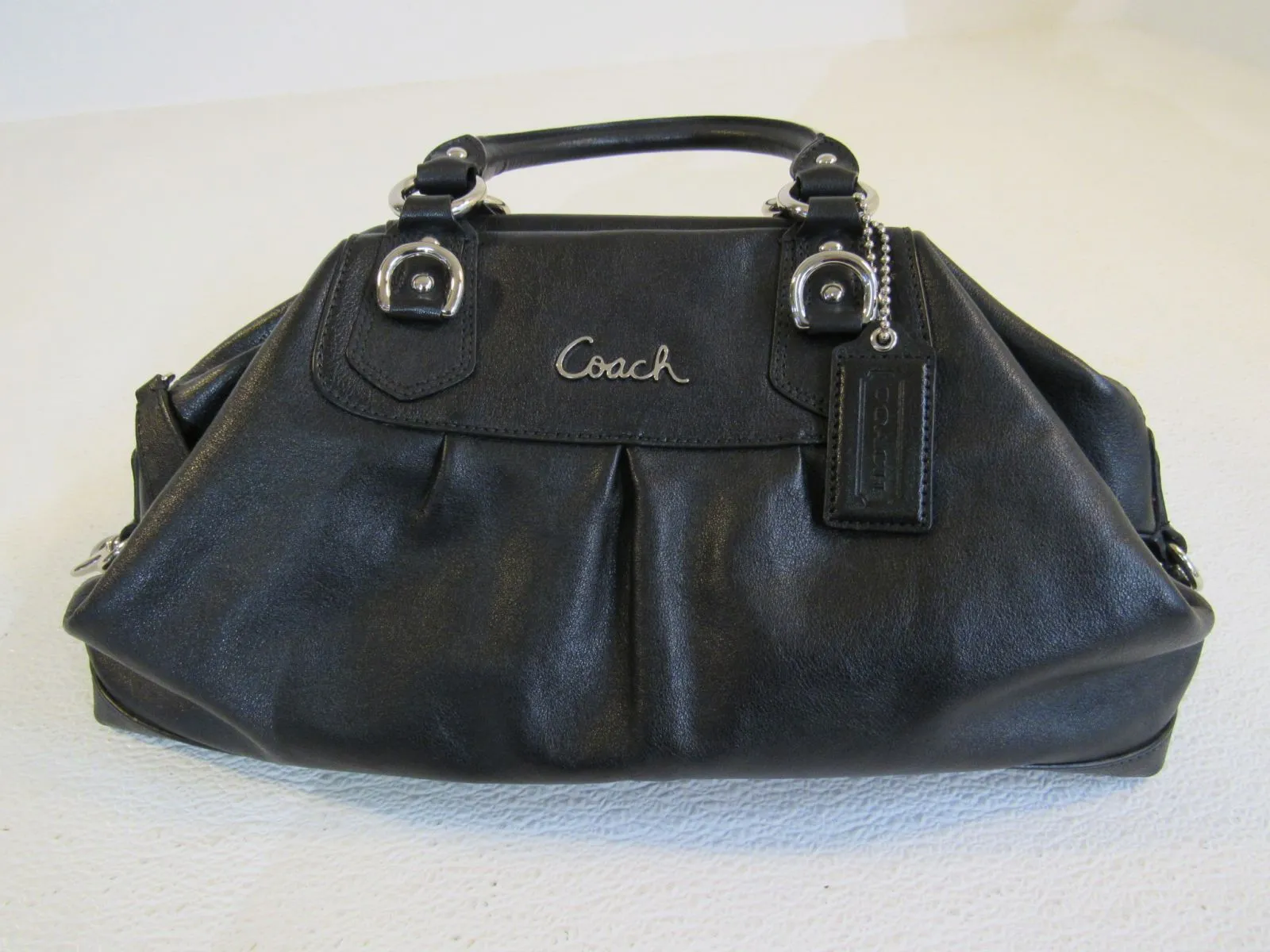 Coach Satchel Handbags Madison Audrey Purse Black Leather D1226-F15447 -- Used