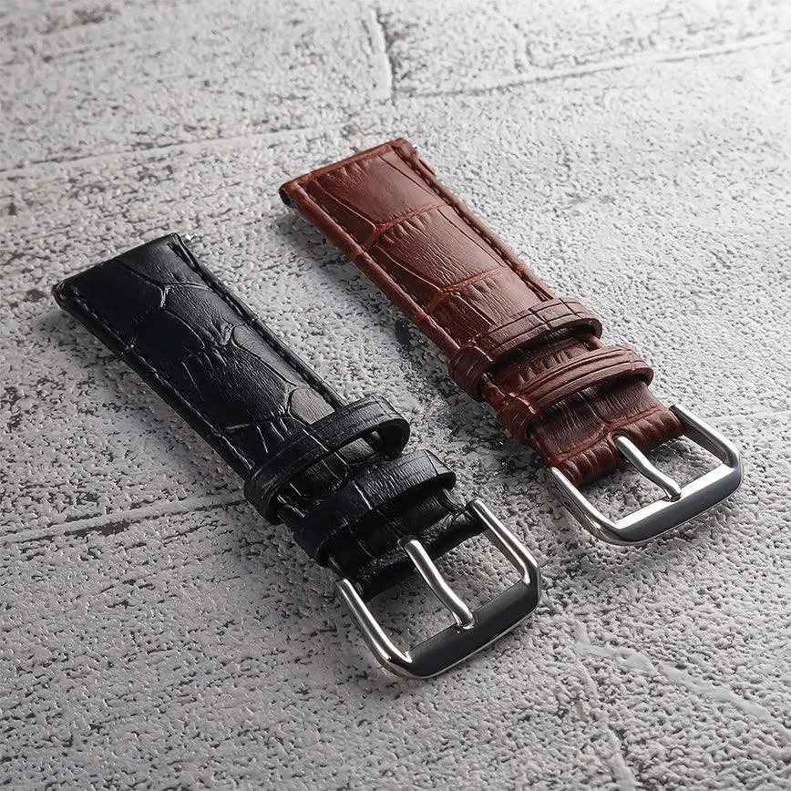 Embossed Cowhide Strap Brown