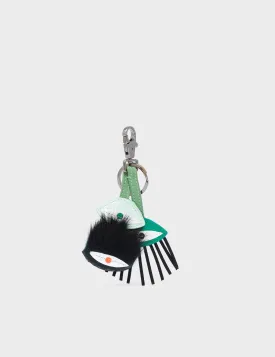 Eyes Charm - Green and Black Leather Keychain