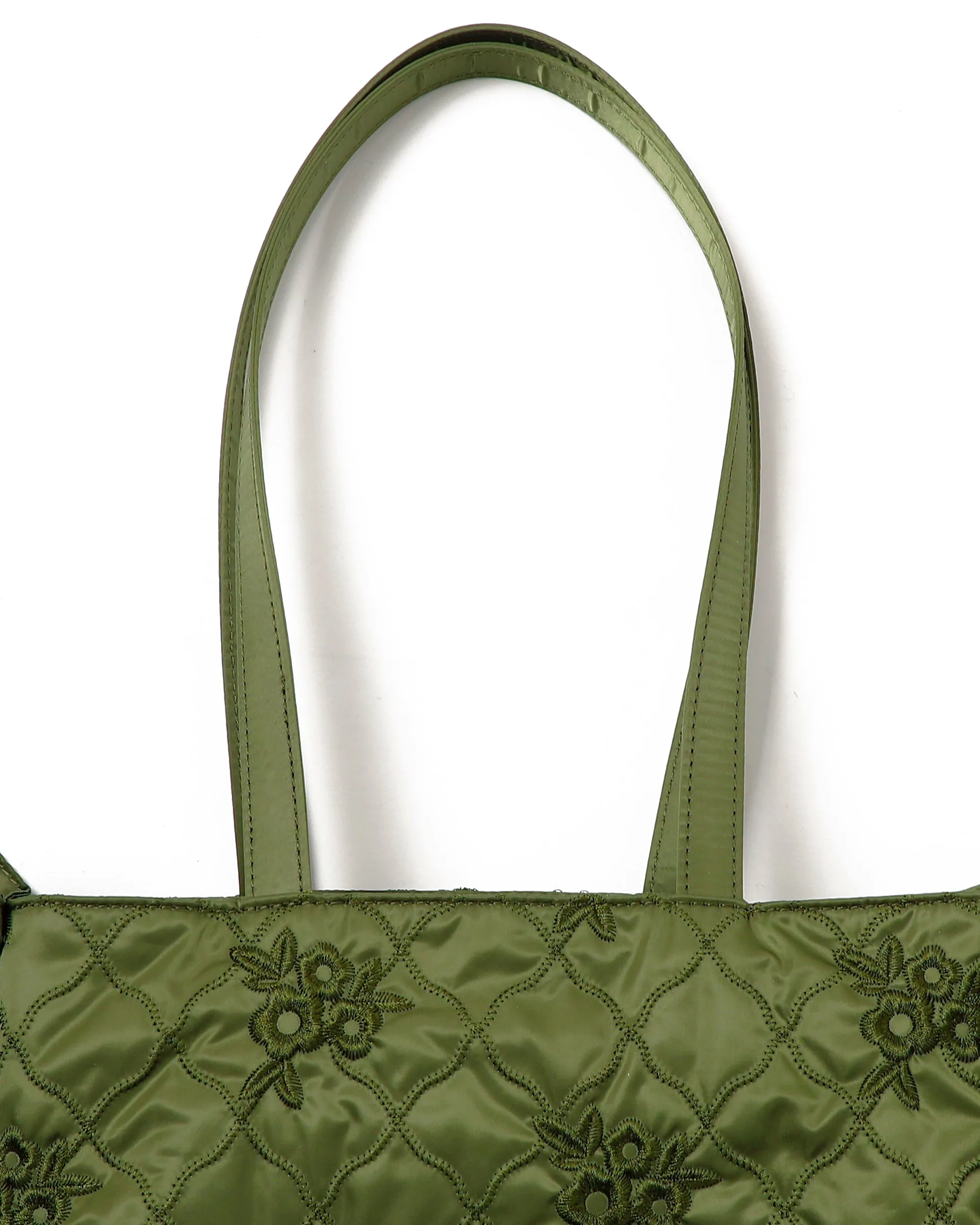 flower wave quilting tote (khaki)