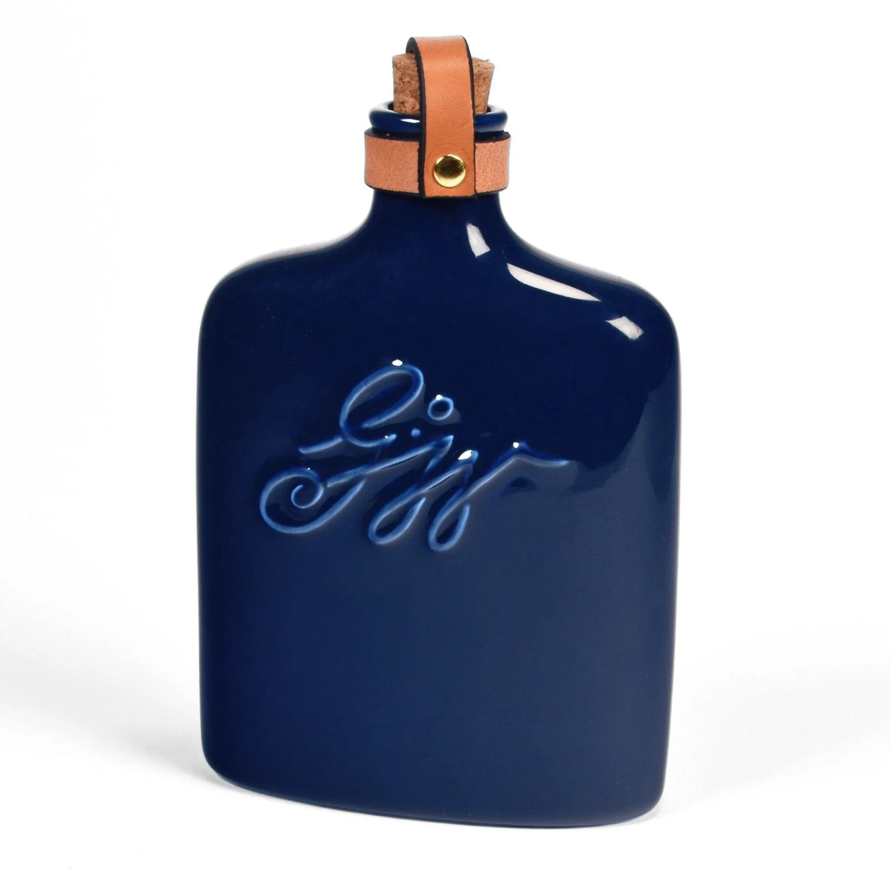 George Washington Blue Ceramic Flask