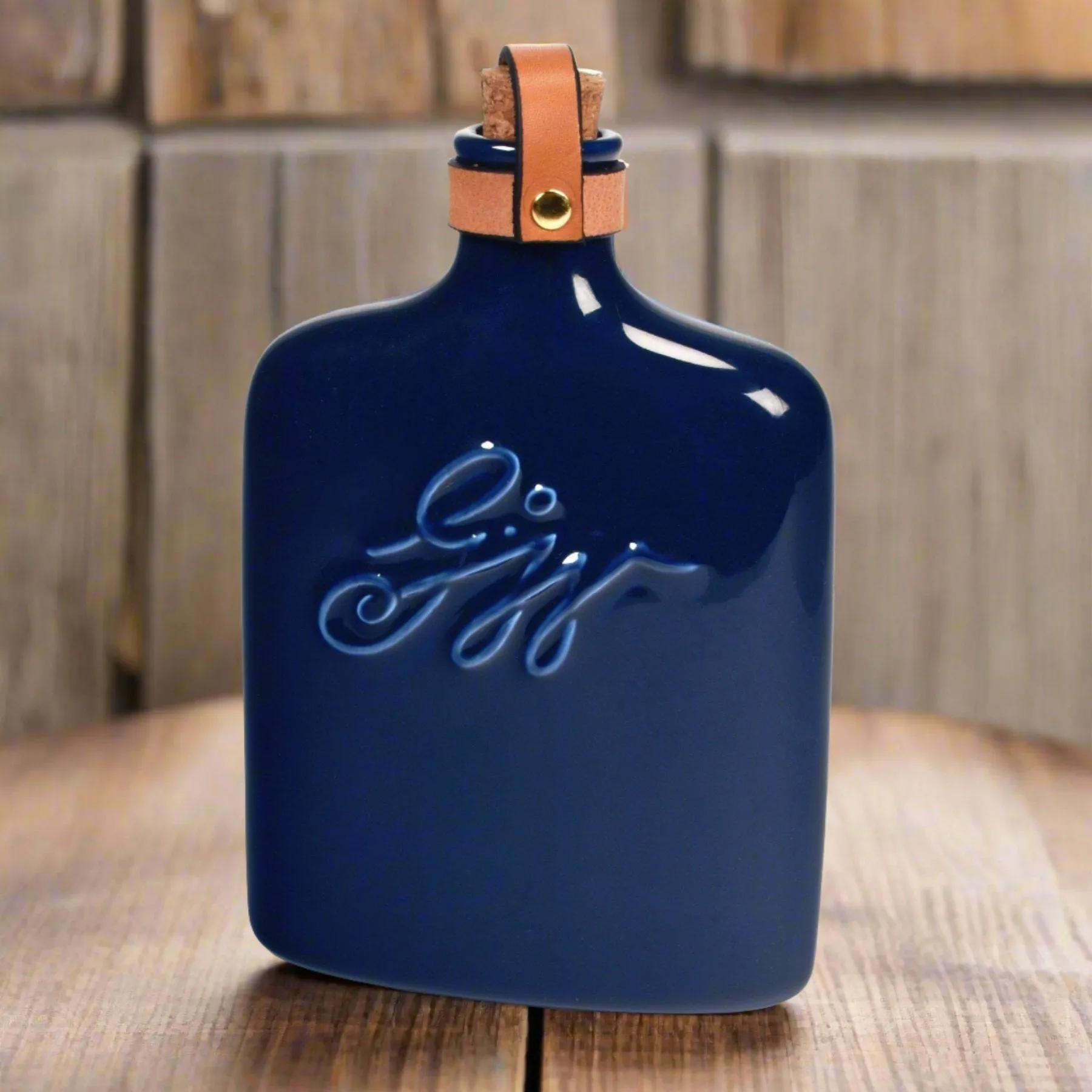 George Washington Blue Ceramic Flask