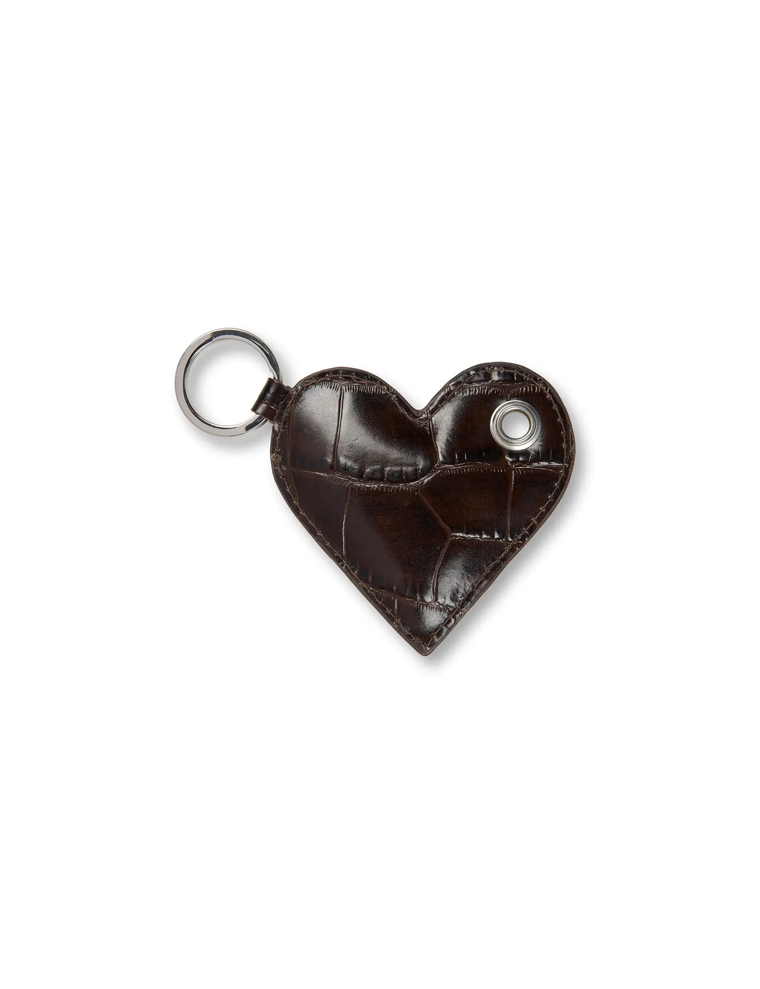 Heart Keychain — Brown Croco