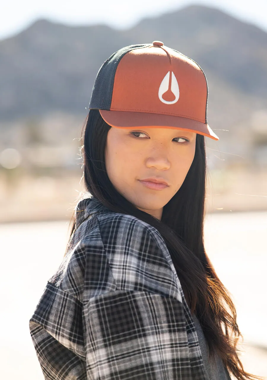 Iconed Trucker Hat - Orange / Brown