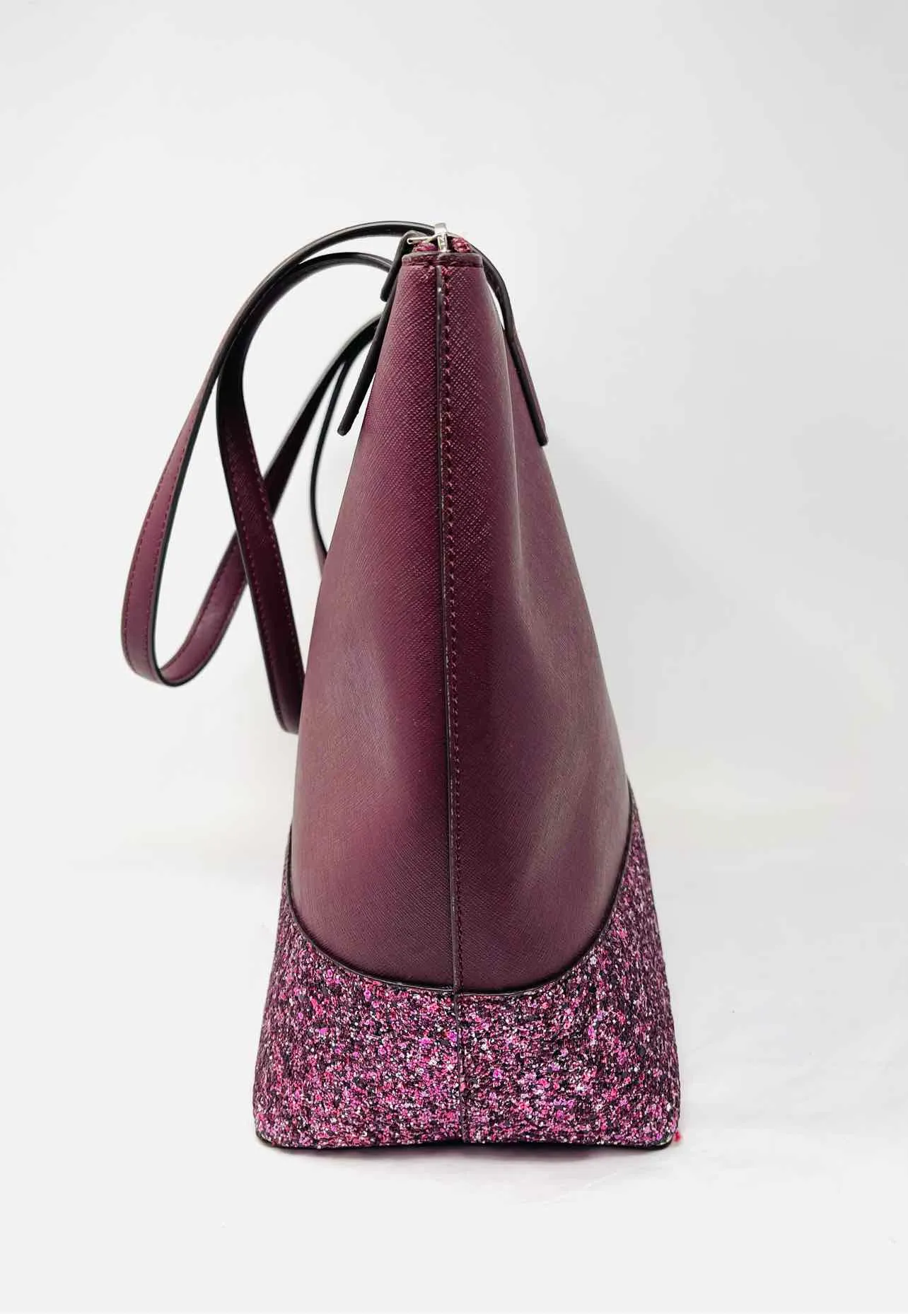 Kate Spade Wine/Pink Glitter Colorblock Designer Tote