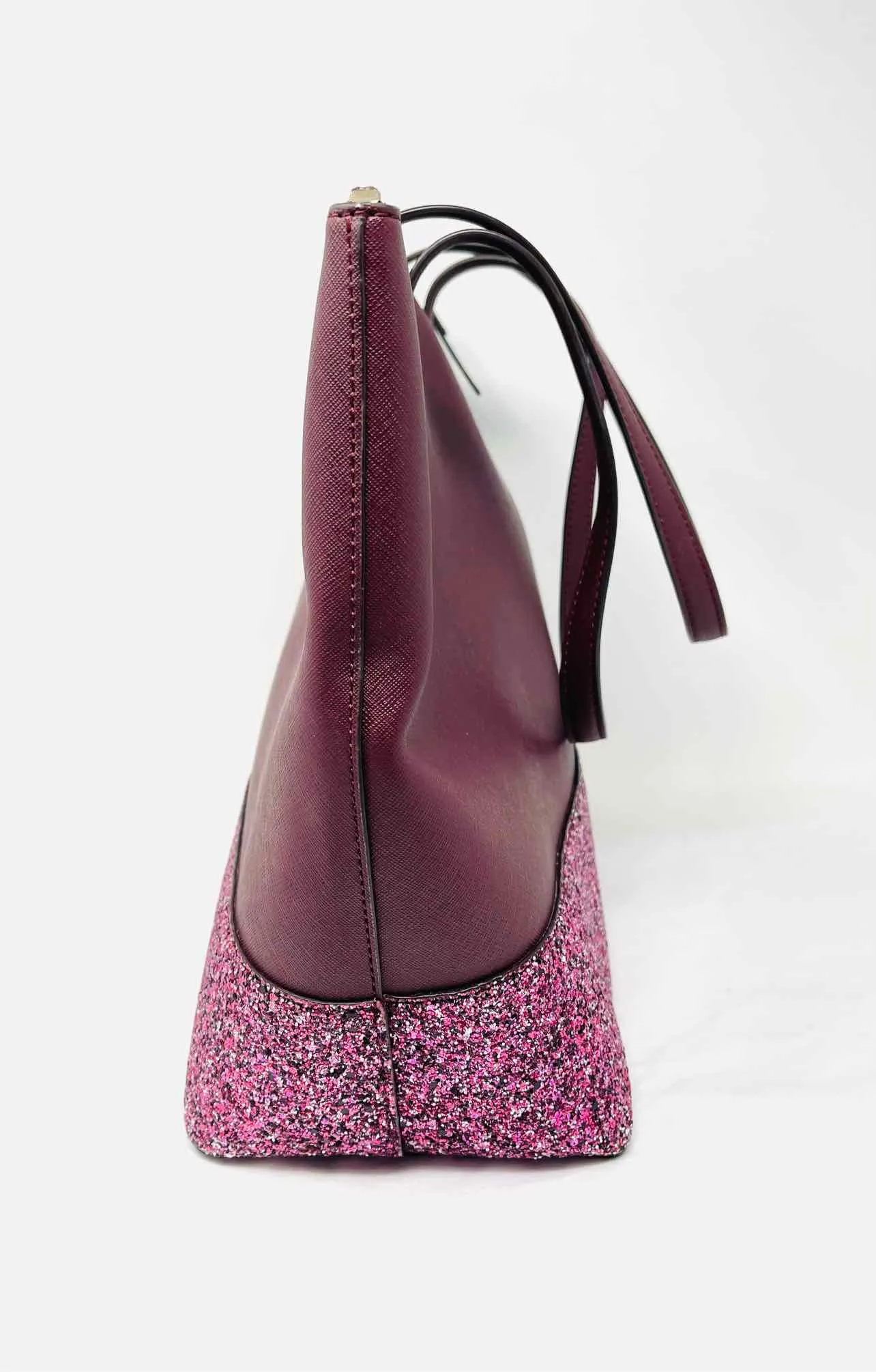 Kate Spade Wine/Pink Glitter Colorblock Designer Tote