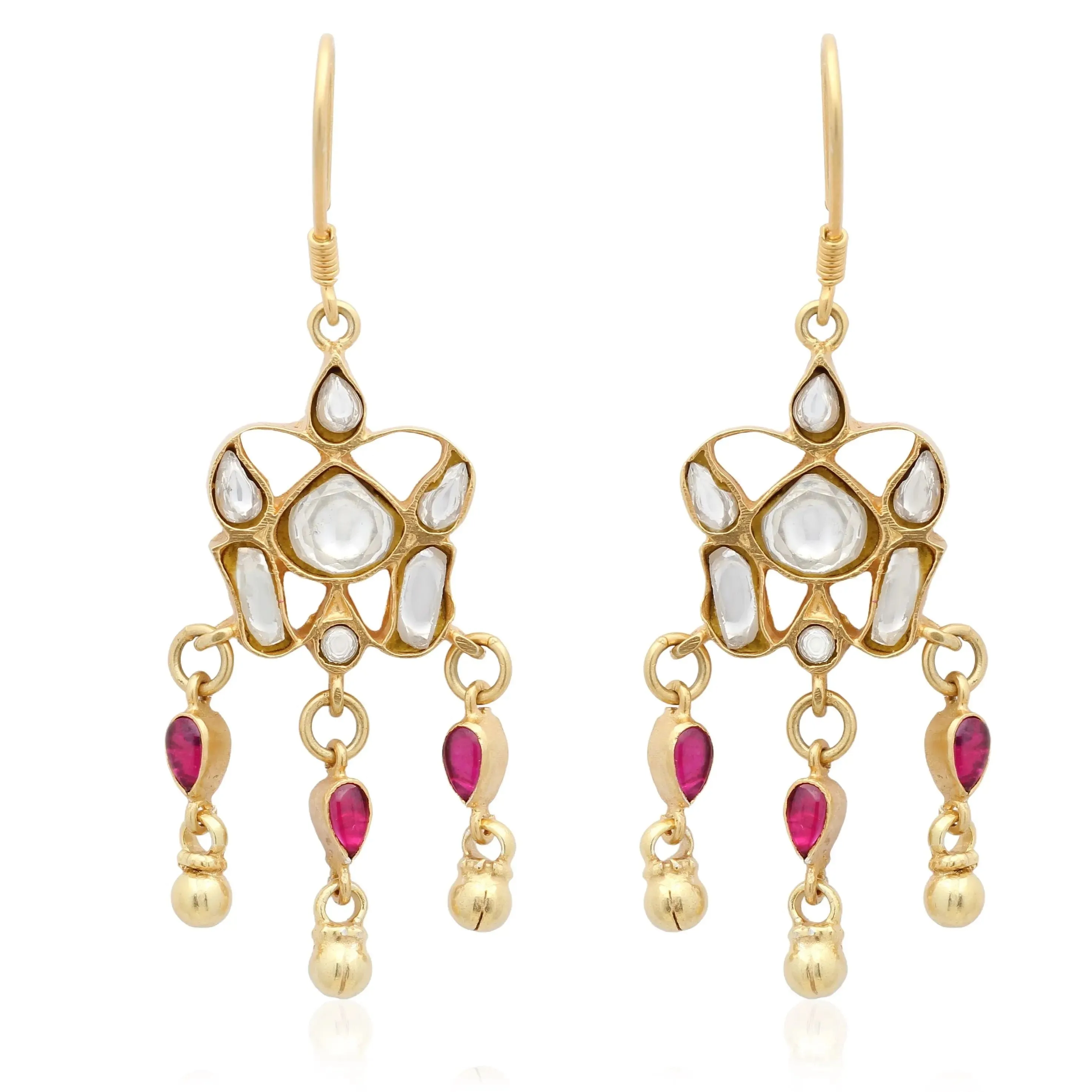 Kundan Stone Silver Earrings