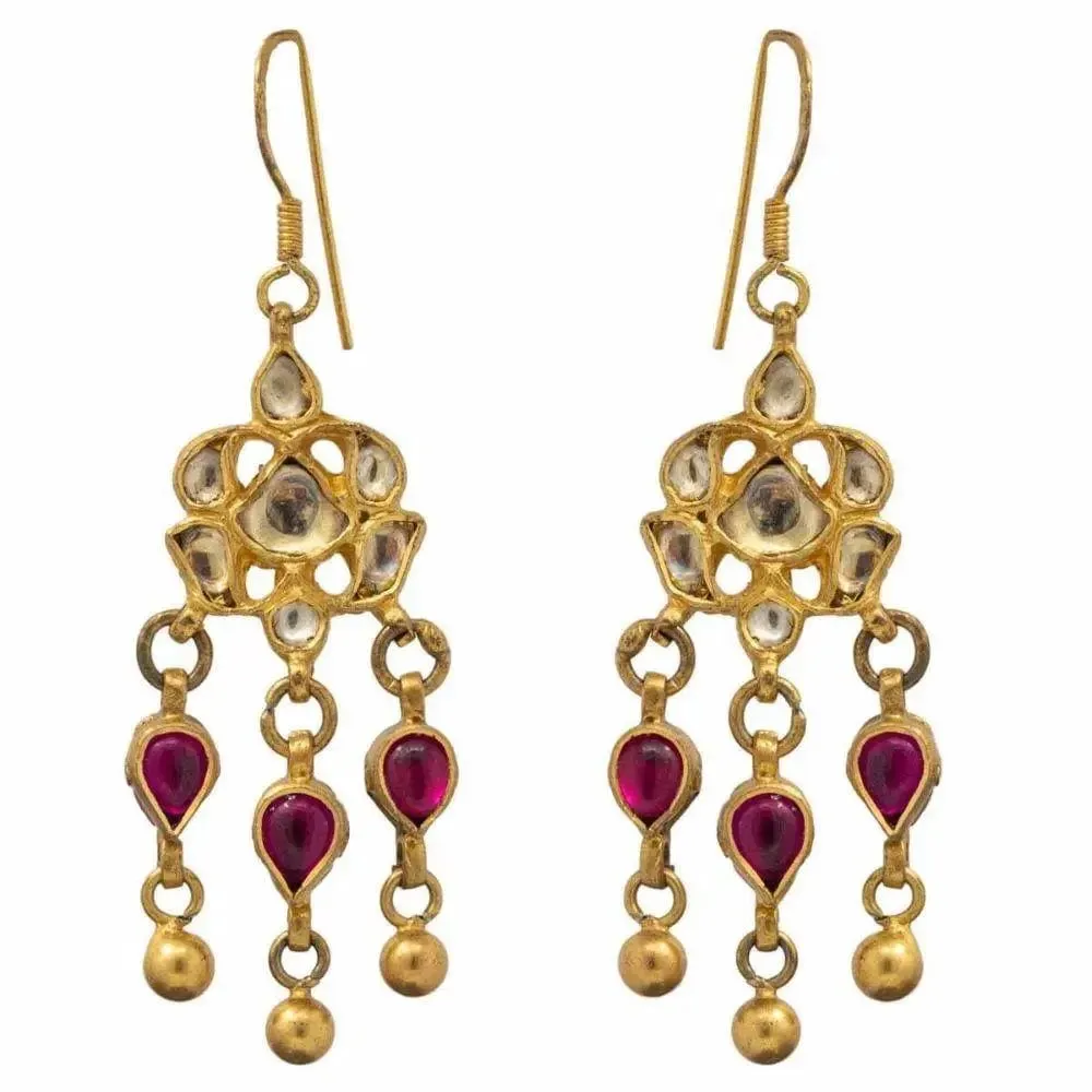 Kundan Stone Silver Earrings