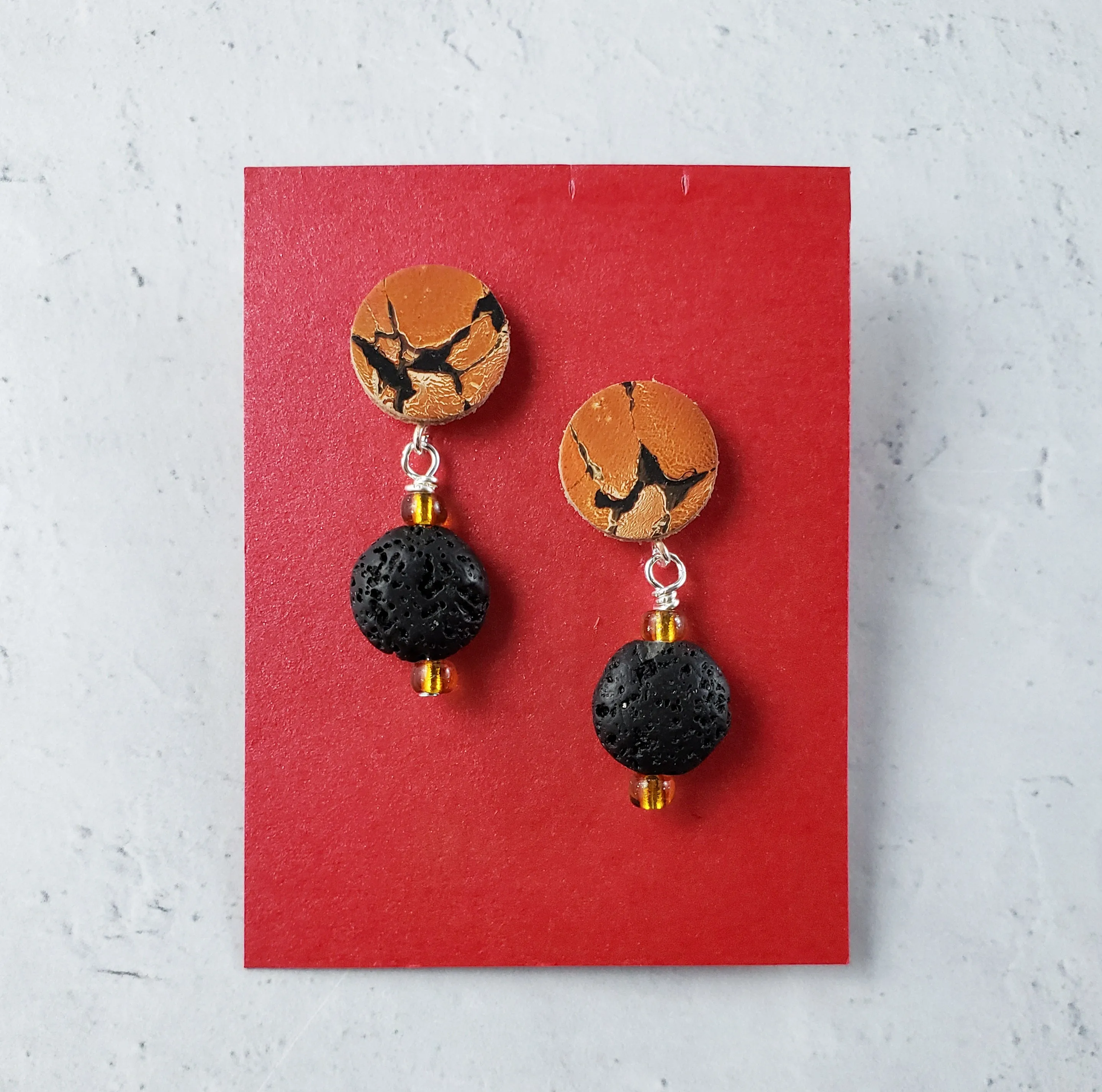 Lava Rock Earrings by Pat K. Thomas