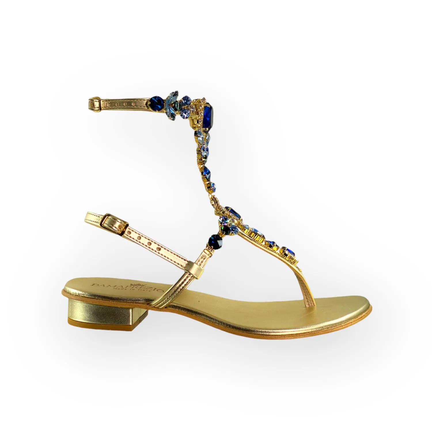 Lucrezia blue-crystal flat jewel sandal