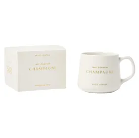 'May Contain Champagne' Porcelain Mug | White & Gold