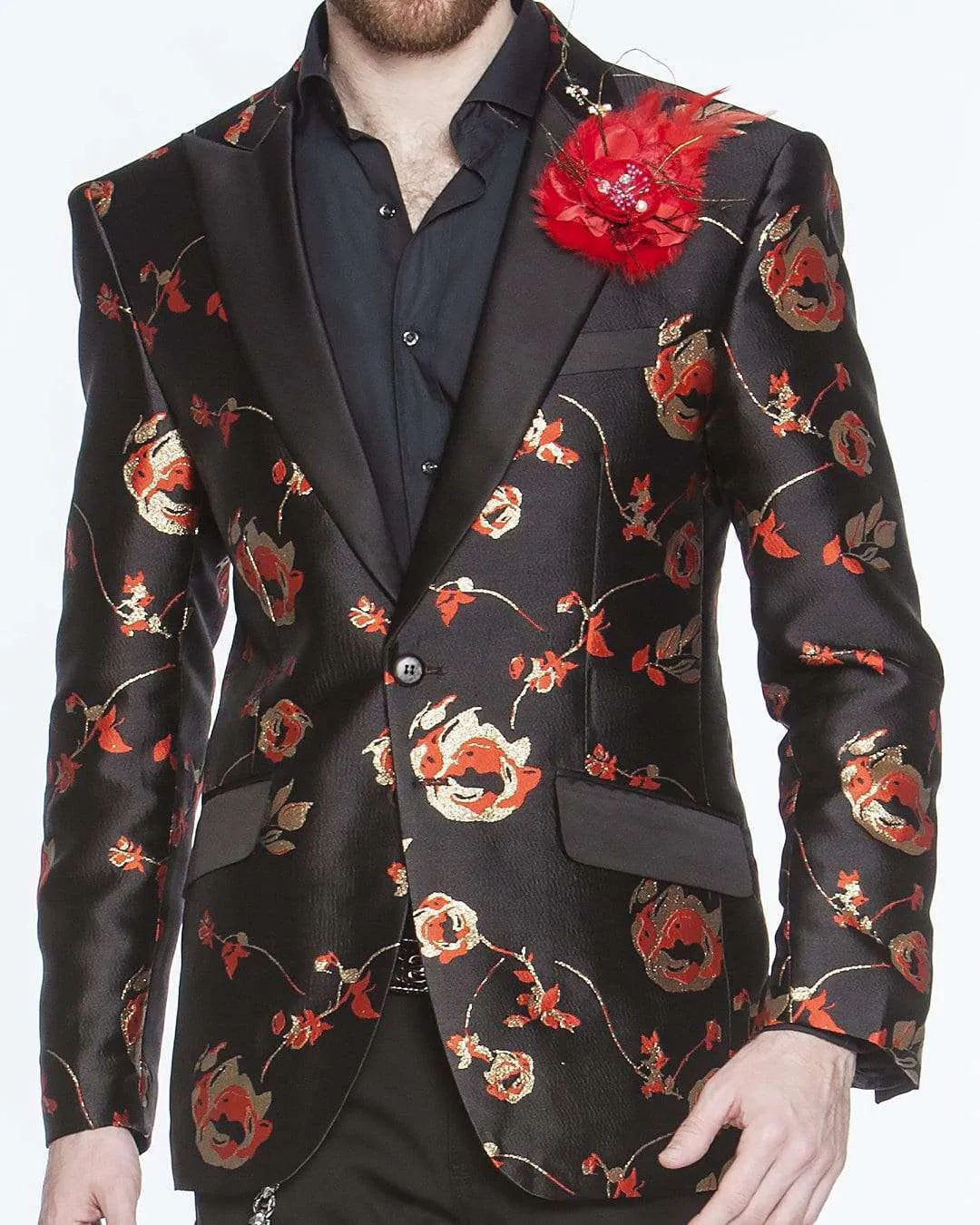 Men's Fashion Lapel Flower Flower3 Red