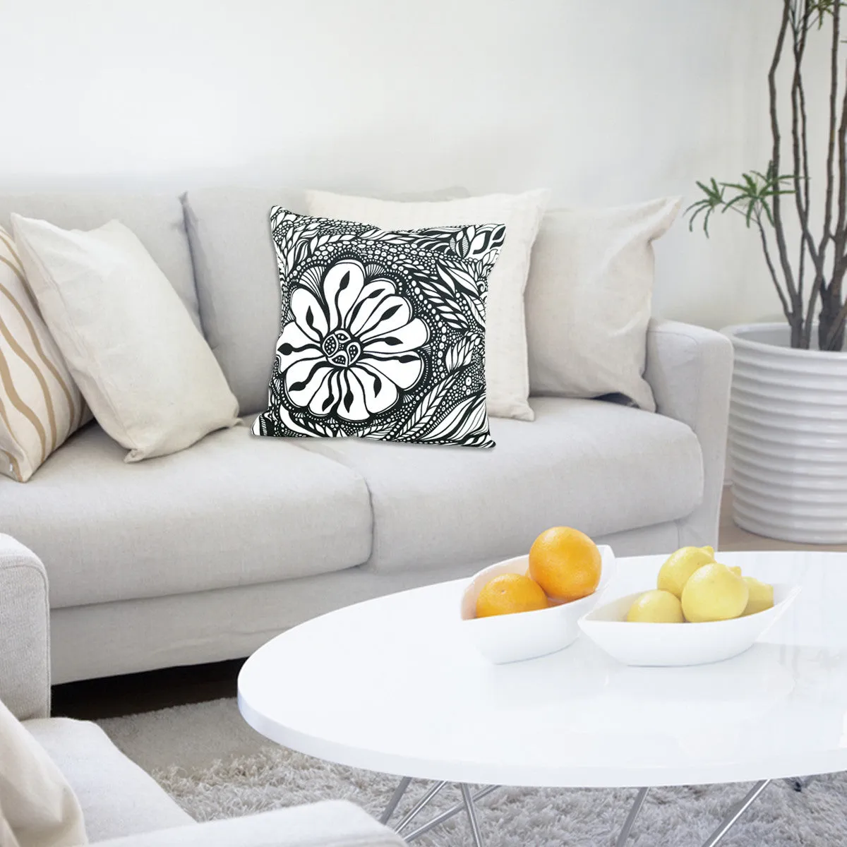 "Botanica" Vegan Throw Pillow design by Dallas artist Jody Pham (Multicolored)