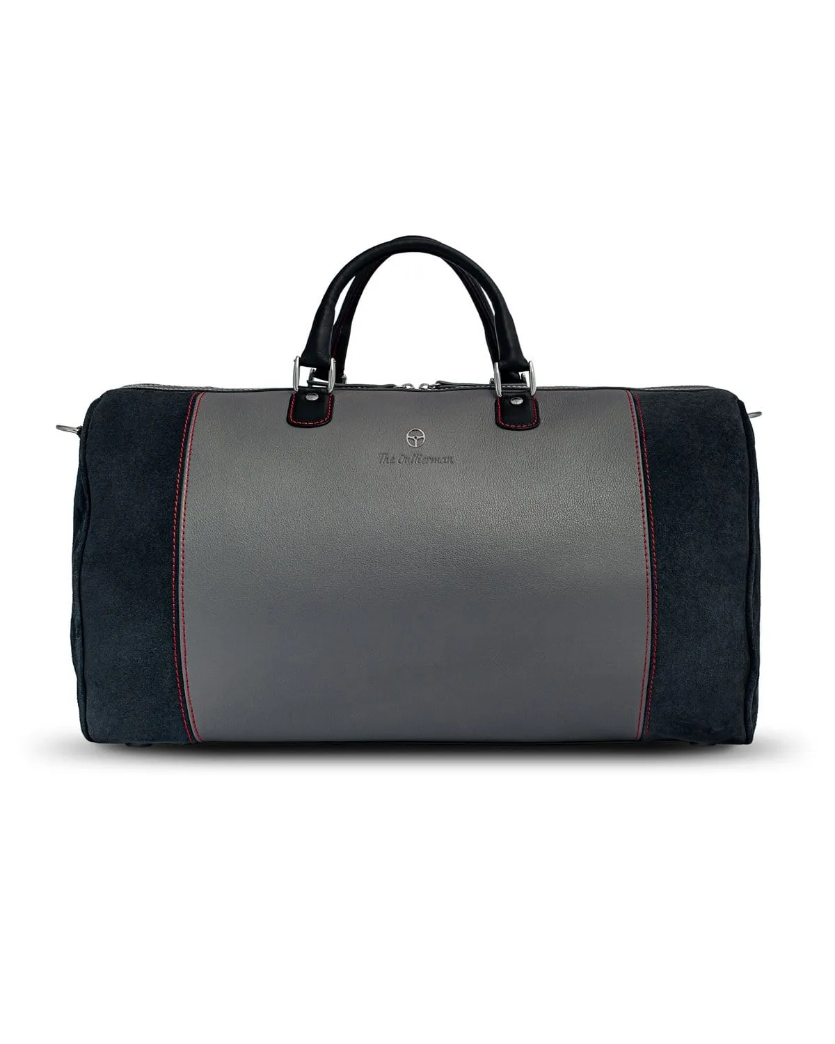 RACE COLLECTION - Leather Weekender Bag - Grey/Black/Red