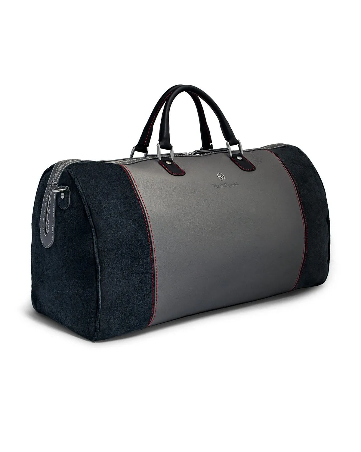 RACE COLLECTION - Leather Weekender Bag - Grey/Black/Red