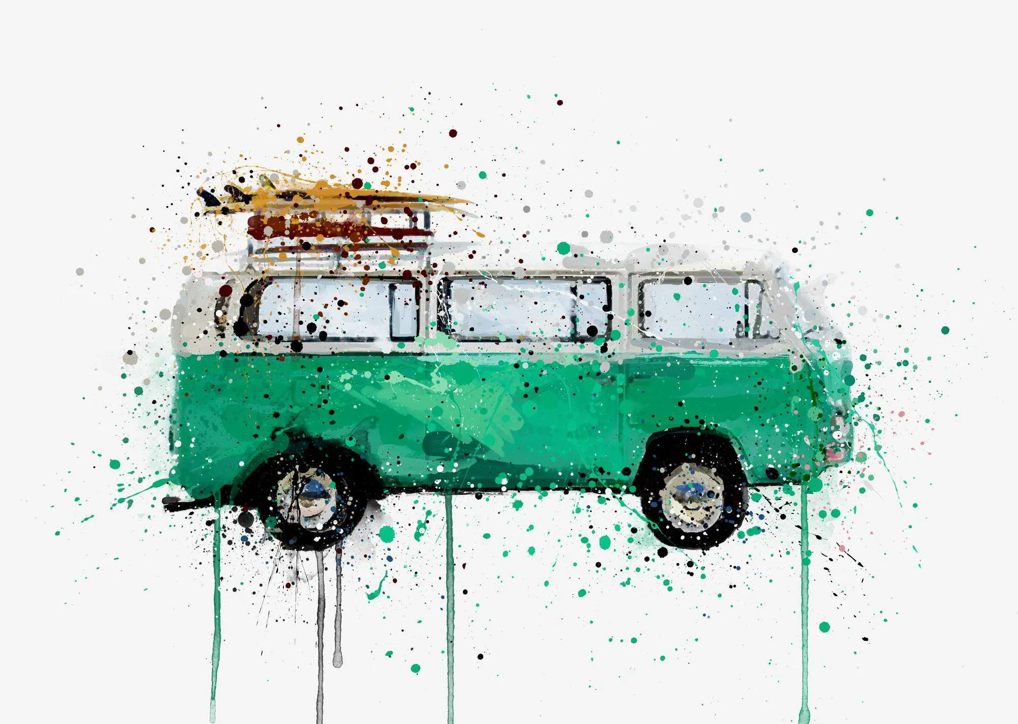 Retro Camper Van Wall Art Print