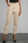 Vegan Leather Elastic Waist Cropped Pants