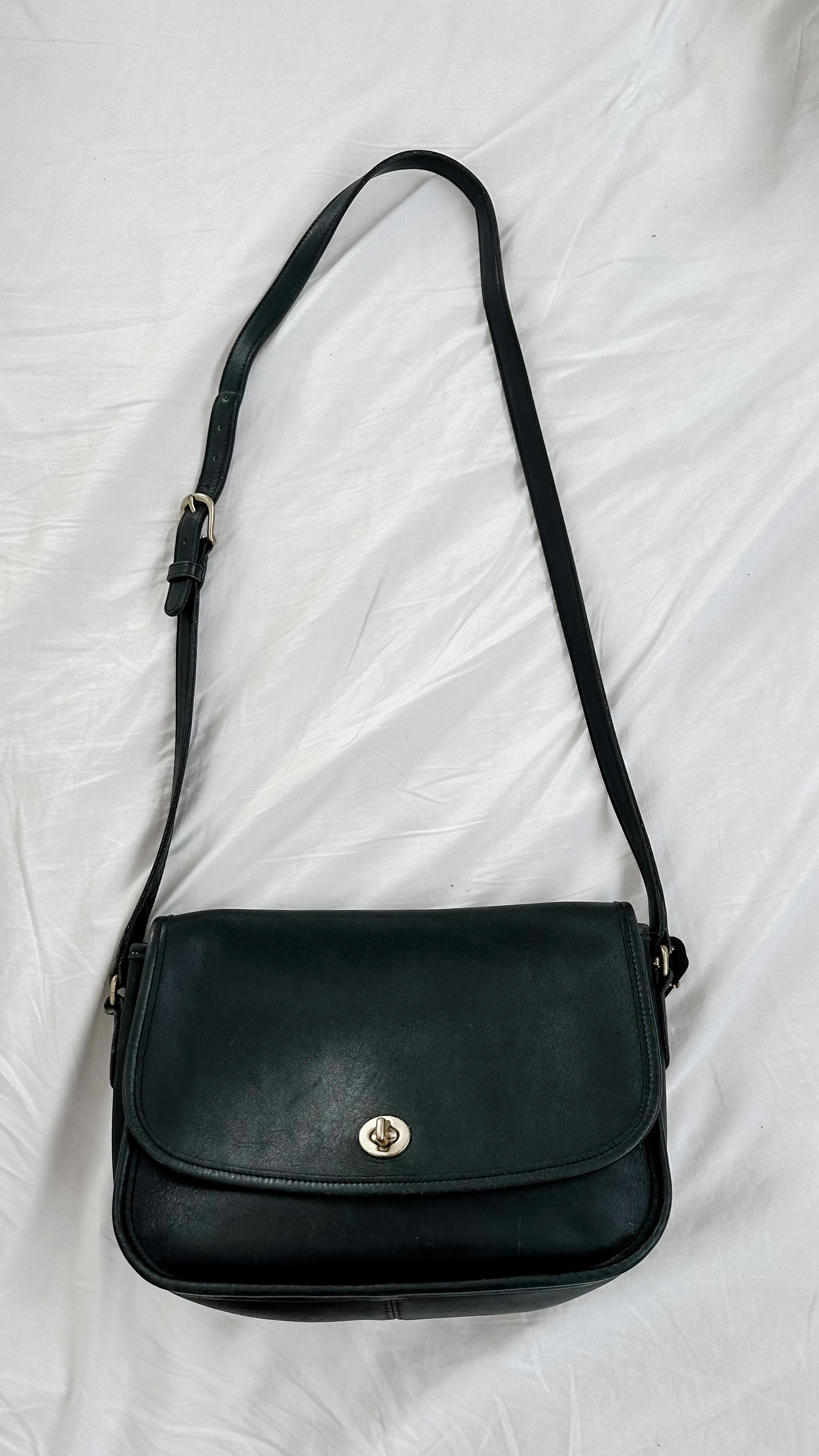 Vintage Coach City Bag #9790 Black Leather Purse